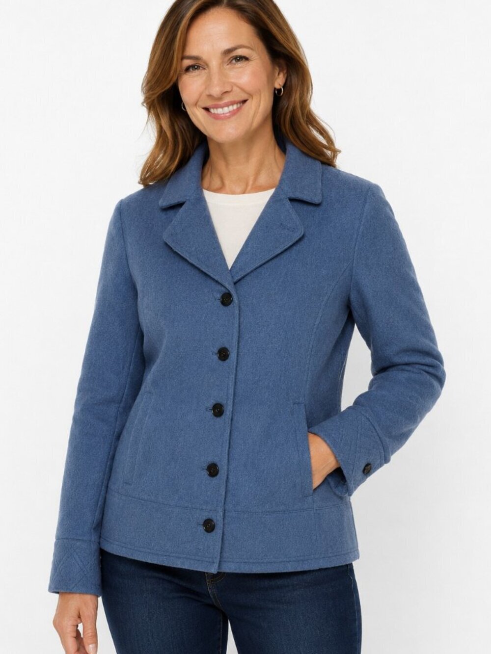 SOL Blue Peruvian Baby Alpaca Merino Wool Quilted Jacket